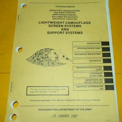 ARMEE AMERICAINE U.S :  NOTICE POUR LES FILETS DE CAMOUFLAGE , PERIODE DE 1987 UTILISATION PENDANT L