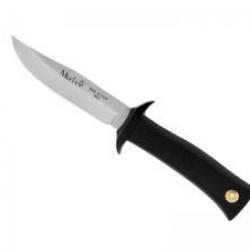 Poignard Muela 025.10 lame 10 cm acier inox 420, manche gomme noire, étui cuir noir.