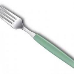 Fourchette Victorinox Swiss Modern, lame crantée 12 cm inox, manche polypropylène vert pastel
