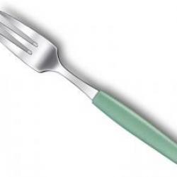 Fourchette à dessert Victorinox Swiss Modern, lame crantée 12 cm inox, manche vert pastel