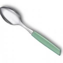 Cuillère à café Victorinox Swiss Modern, lame crantée 12 cm inox, manche vert pastel