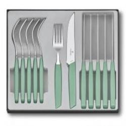 Ménagère Victorinox 12 pièces Swiss Modern en acier inox 18/10, manche vert pastel