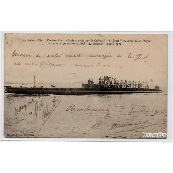 CPA - Marine Militaire Franaise -Le Submersible " Vendmiaire " aborde et coule par Cuirasse N3938