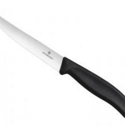 Couteau Victorinox steak/pizza « gourmet », lame 12 cm inox cranté, manche polypropylène noir.