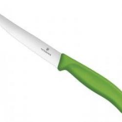 Couteau Victorinox steak/pizza « gourmet », lame 12 cm inox cranté, manche polypropylène vert