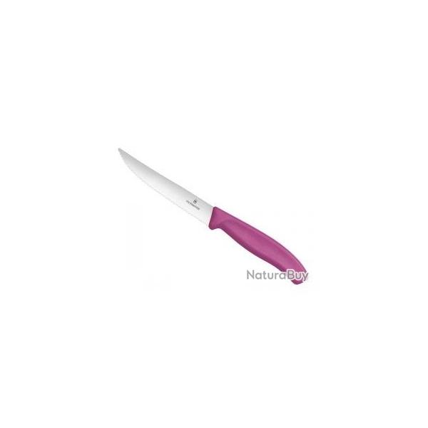 Couteau Victorinox steak/pizza  gourmet , lame 12 cm inox crant, manche polypropylne rose