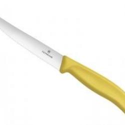 Couteau Victorinox steak/pizza « gourmet », lame 12 cm inox cranté, manche polypropylène jaune