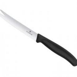 Couteau Victorinox à fromage/saucisson, lame crantée 2 pointes 11 cm inox, manche polypropylène noir