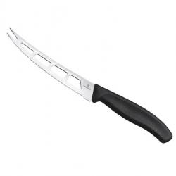 Couteau beurre/fromage Victorinox lame ajourée et crantée 2 pointes 13 cm inox, manche noir