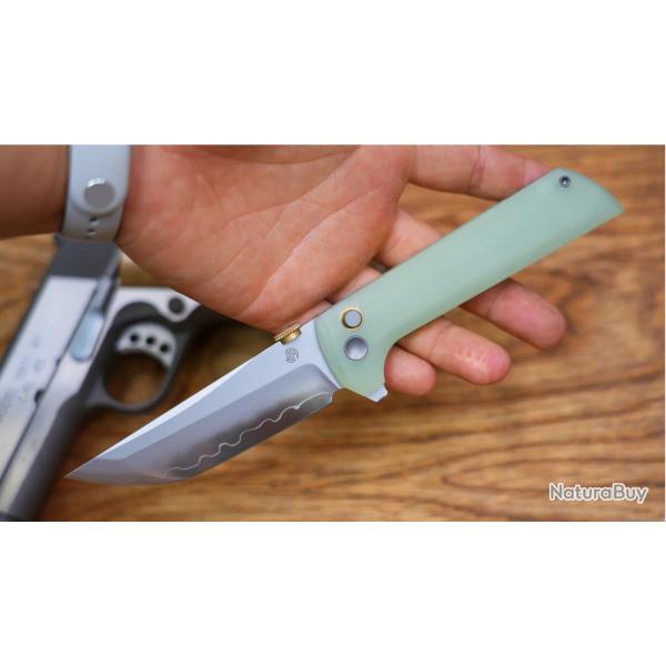 Couteau North Mountain Blade Chop2 Lame Acier SLD-Magic Manche G10 Jade Button Lock NMB2407J