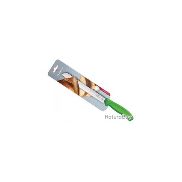 Couteau  pain Victorinox, lame  dents 21 cm inox, manche polypropylne vert