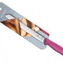 Couteau à pain Victorinox, lame à dents 21 cm inox, manche polypropylène rose