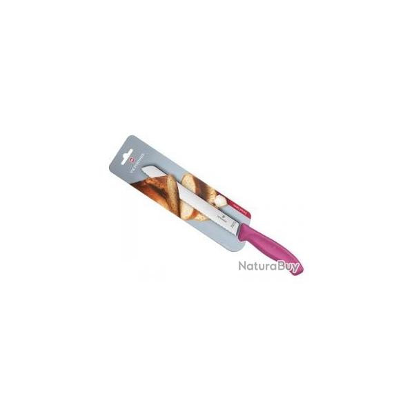 Couteau  pain Victorinox, lame  dents 21 cm inox, manche polypropylne rose
