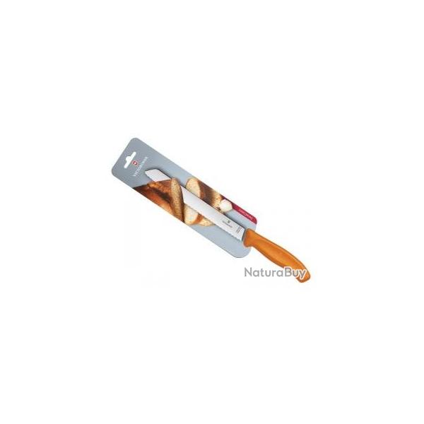Couteau  pain Victorinox, lame  dents 21 cm inox, manche polypropylne orange