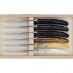 Coffret 6 couteaux steak Laguiole par C. DOZORME, 22 cm, inox brillant à dents