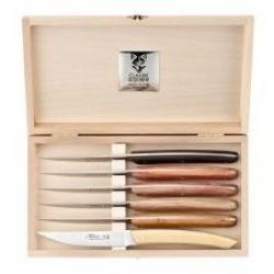 Coffret 6 couteaux table « Le Thiers® » modèle Classique, 23 cm inox, manche bois assortis