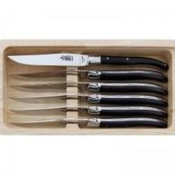 Coffret 6 couteaux table Laguiole G. DAVID, 23 cm, inox, manches ébène