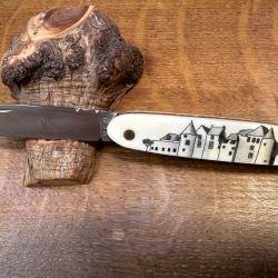 couteau le petit poisson scrimshaw ivoire de phacochère