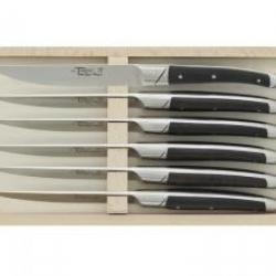 Coffret 6 couteaux table Le Thiers  « Avantage » 23 cm forgés à chaud acier X46CR13 manche ébène