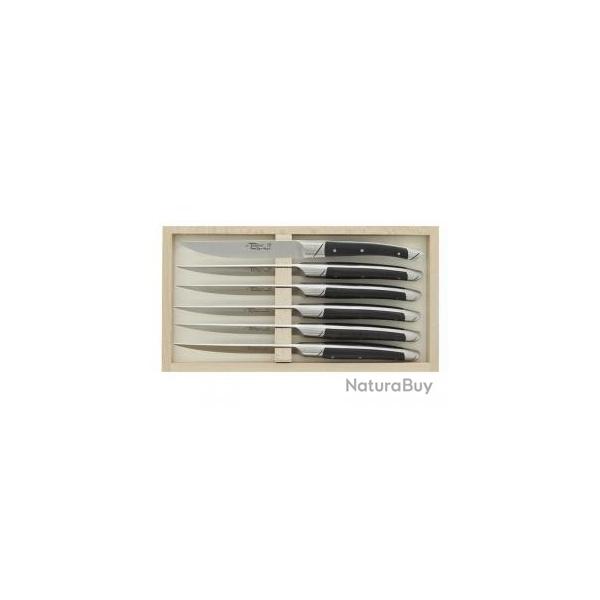 Coffret 6 couteaux table Le Thiers   Avantage  23 cm forgs  chaud acier X46CR13 manche bne
