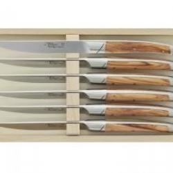 Coffret 6 couteaux table Le Thiers  « Avantage » 23 cm forgés à chaud acier X46CR13 manche olivier