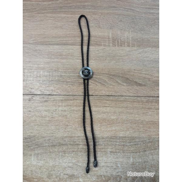 bolo de collection vintage motif sanglier argent cuir synthtique destockage chasse enchere