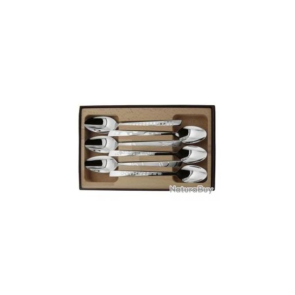 Coffret 6 cuillers de table par Roger Orfvre, 20 cm, tout inox, dcors  Maison .