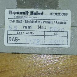 RWS Amorces BERDAN 5.5mm type 5620 paquet de 250