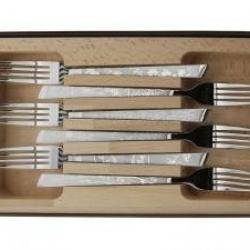 Coffret 6 fourchettes  Le Thiers par ROGER ORFEVRE 20cm Décor Natura tout inox