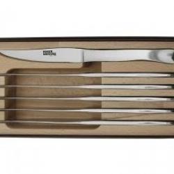 Coffret 6 couteaux de table par ROGER ORFEVRE monobloc forgés Maître d'hôtel microdentés 23 cm inox