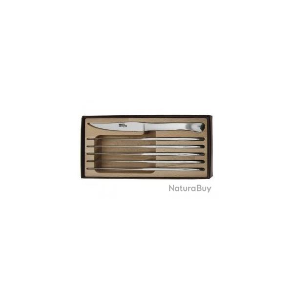 Coffret 6 couteaux de table par ROGER ORFEVRE monobloc forgs Matre d'htel microdents 23 cm inox
