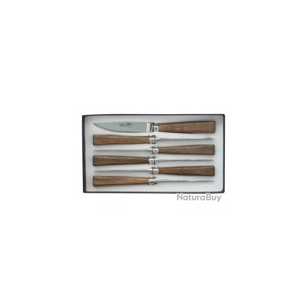 Coffret 6 couteaux table/steak ROGER ORFEVRE 22 cm, lame orfvre forge inox, manche chne