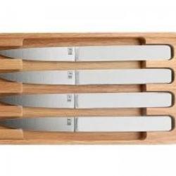Coffret 4 couteaux steak TB HECTOR 22,5 cm, lame lisse pleine soie acier inox mat manche POM blanc