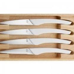 Coffret 4 couteaux steak TB AUGUSTE 22,5cm lame dentée pleine soie acier inox mat manche ABS