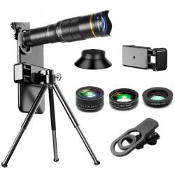 Télescope Monoculaire Zoom 32X HD 4K Professionnel avec Trépied Objectif Téléphoto pour Smartphone