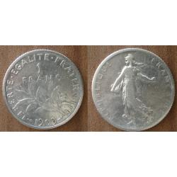 France 1 Franc 1909 Semeuse par Roty Piece Argent Francs