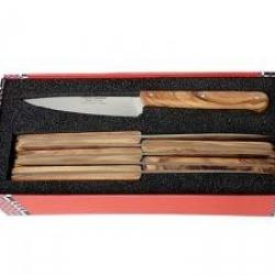 Coffret 6 couteaux office GOYON-CHAZEAU Le P'tit Tradi 20 cm acier 14C28N Manche olivier