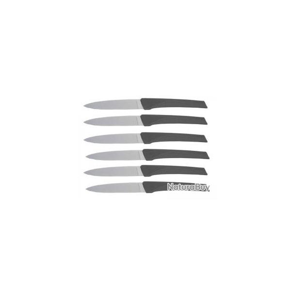 Bote de 6 couteaux de table Florinox KIANA 23 cm lame acier X35Cr16N manche gris
