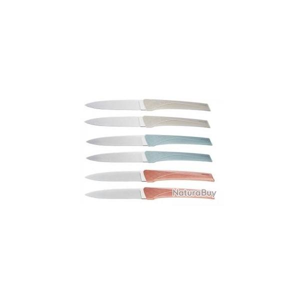 Bote de 6 couteaux de table Florinox KIANA 23 cm lame acier X35Cr16N manche assortis