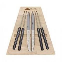 Coffret 6 couteaux de table Charles Canon, 23 cm , lame acier 12C27 mat, manche assortis