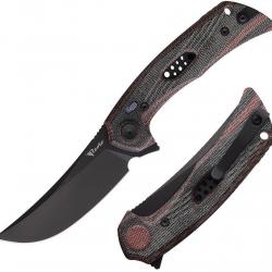 Couteau Reate PL-7 Red/Black Pivot Lock Lame Acier Nitro-V Blk Manche Micarta KIVT REA195