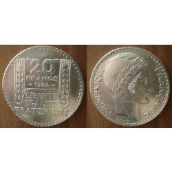 France 20 Francs 1934 Turin Piece Argent Franc