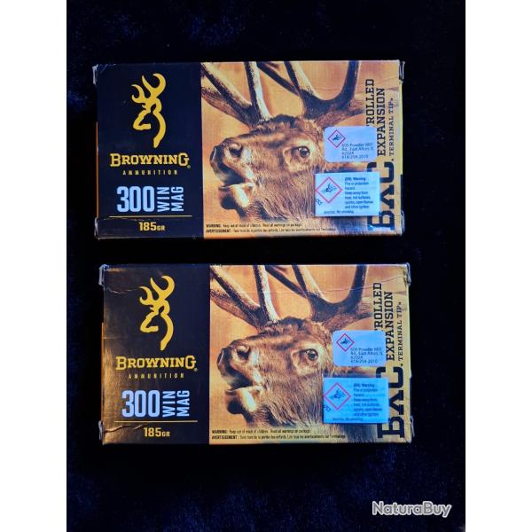 2 botes de balles Browning BXC calibre 300 win mag en 185gr