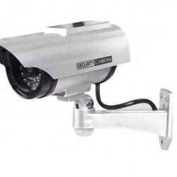 Caméra Factice Fausse Caméra De Sécurité À Énergie Solaire Antivol Avec Led Rouge Clignotante Silver