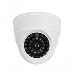 Caméra factice Fausse caméra dôme Blanche avec LED rouge clignotante - sécurité dissuasive