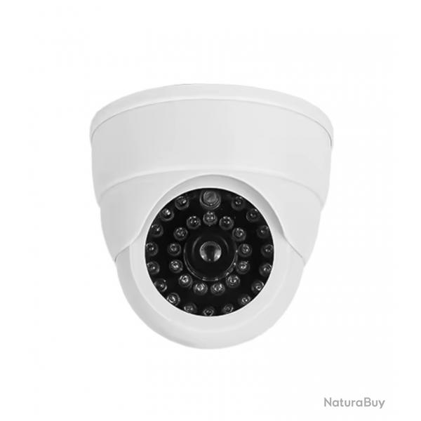Camra factice Fausse camra dme Blanche avec LED rouge clignotante - scurit dissuasive
