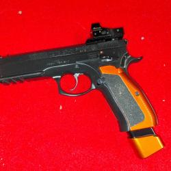 CZ 75 SP-01 CAL.9X19 EN TRES BON ETAT + POINT ROUGE BURRIS FAST FIRE 3 + ACCESSOIRES