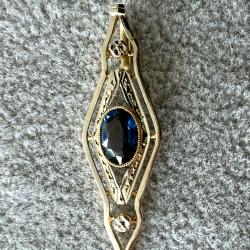 Très joli pendentif en or blanc 18 carats - anneau invisible - Arts déco