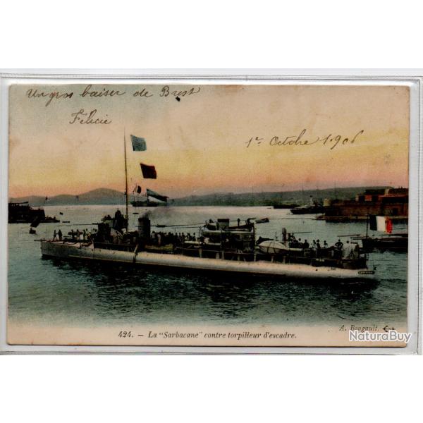 CPA - Marine Militaire - La " Sarbacane " contre torpilleur descadre  -N3965