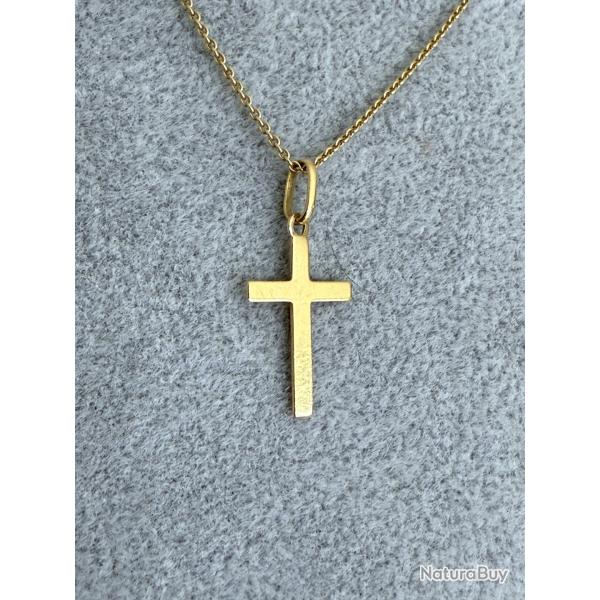Collier or 18 carats - femme ou adolescent - pendentif croix